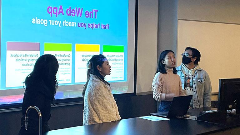 Students present project during hackathon