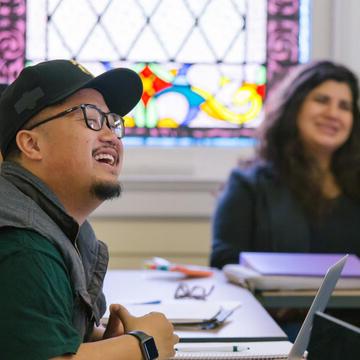 Students laughing in class